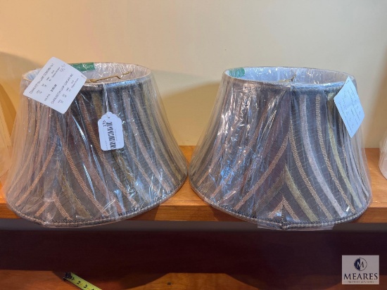 Pair Calypso Sesame Striped Bell Shaped Lampshades 16"