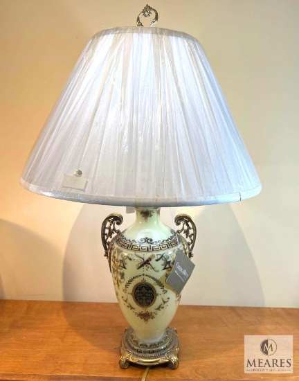 Chelsea House Cornwall Glass & Brass Urn Greek Key Design Table Lamp