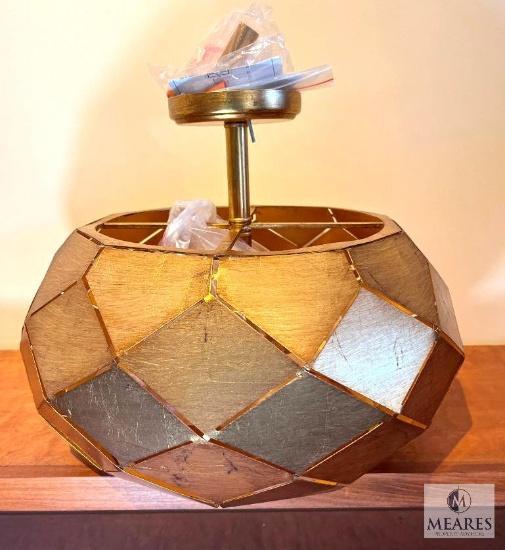 Gold Nugget Ceiling Two Light Fixture 14"