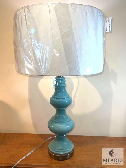 Aqua Glaze Ceramic Base Table Lamp 30"
