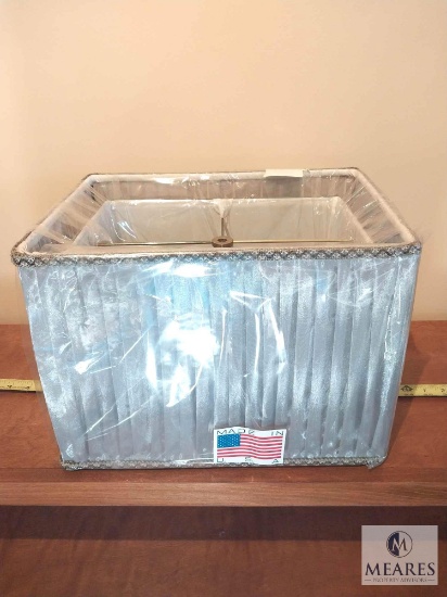 Gray Pleated Double Shallow Rectangle Lampshade