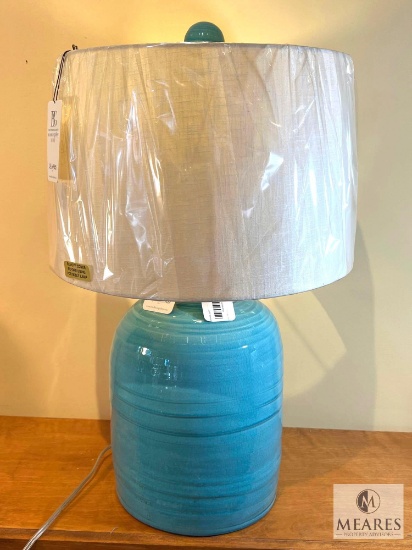 Bradburn Gallery Blue Glaze Ceramic Jug Base Table Lamp 25"
