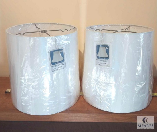 Pair of White Taylor-Made Drum Lampshades 12" Diameter