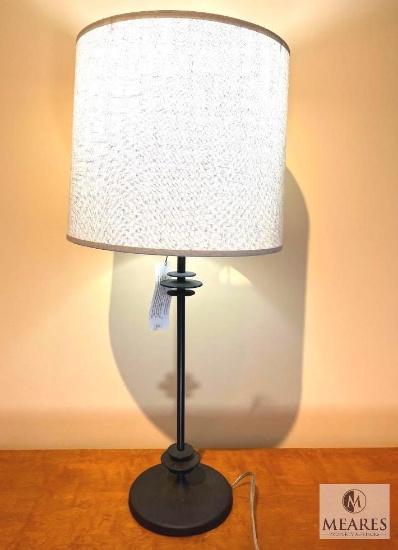 Robert Abby Black Metal Buffet Table Lamp with Tan Shade 29"