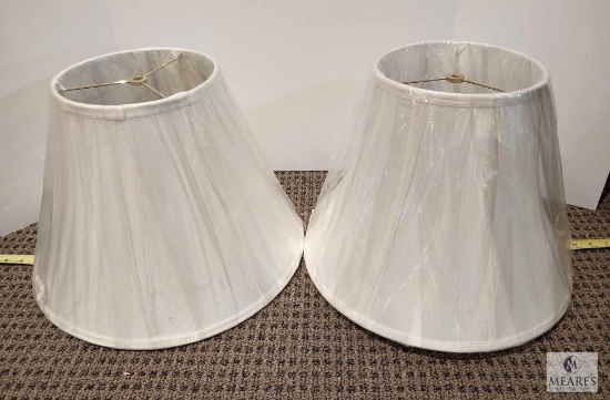 Pair Off-White Bell Lampshades