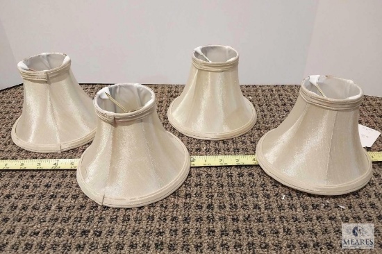 Set of Four Shiny Beige Shallow Bell Clip-On Lampshades