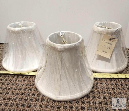 Set of Three Off-White Bell Clip-On Lampshades 3.5"x7"x6"