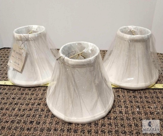 Set of Three Off-White Clip-On Lampshades 3.5" x 7" x 6"