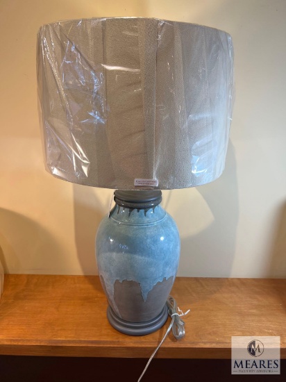 Currey Co Chatswood Aqua Glaze on Cement Base Table Lamp