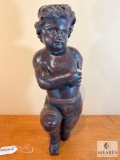 Antique Wood Carved Italian Baroque Putti Cherub Sculpture - Some Damage