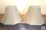Pair of Taupe Fancy Octagon Lampshades with Rope Trim