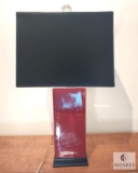 Sepello Dark Red Square Ceramic Table Lamp with Square Black Shade