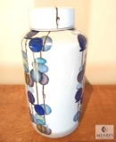 Kobe Ceramic Ginger Jar White With Blue Design 10.25