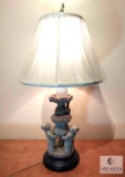 Garden Statue Three Children and Urn Table Lamp with White Bell Shade 21