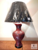 Port 68 Cinnabar Red Engraved Table Lamp With Black Shade 31