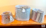Lot of Three Mixed Pattern Lampshades Oval Empire and Bell