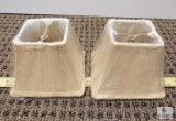 Pair of Two Taupe Empire Square Clip-On Lampshades