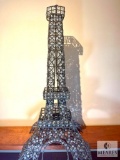 Decorative Eiffel Tower Structure Gray Wire with Clear Rhinestone Accents 42