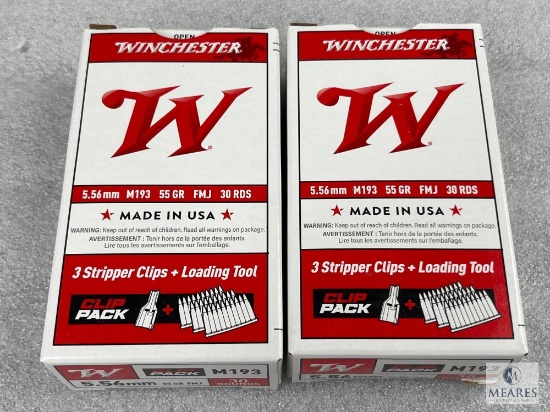 60 Rounds Winchester 5.56 Ammo. 55 Grain FMJ on Stripper Clips