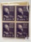 # 851 - 1939 3c Thomas Jefferson, Purple Set of Four Stamps