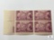 # 795 - 1937 3c Northwest Ordinance, Cutler & Putnam Plate Block of Four Stamps