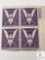 #905 1942 3c Stamps, Win The War Plate Block of Four Stamps Stamps