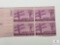 #924 - 1944 3c Centenary of the Telegraph, Plate Block of Four Stamps