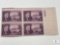 #932 - 1945 3c Roosevelt and White House Plate Block of Four Stamps