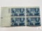 #947 - 1947 3c U.S. Postage Stamp Centenary Plate Block of Four
