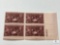 #949 - 1947 3c The Doctor Plate Block of Four