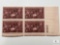 #949 - 1947 3c The Doctor Plate Block of Four