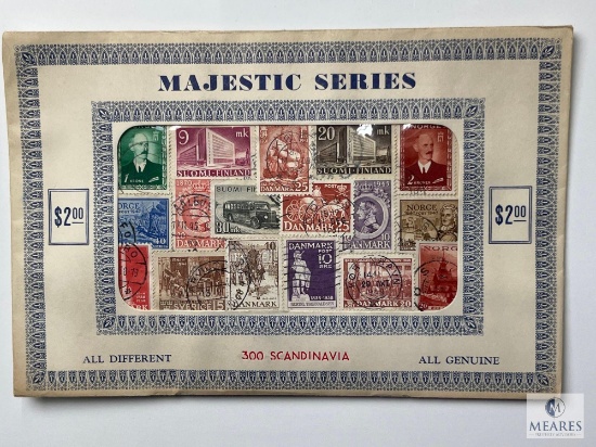 Majestic Series, 300 Scandinavia Different Stamps, Unopened Envelope