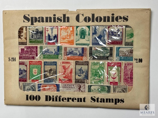 Spanish Colonies, S-214, 100 Different Stamps, Unopened Envelope