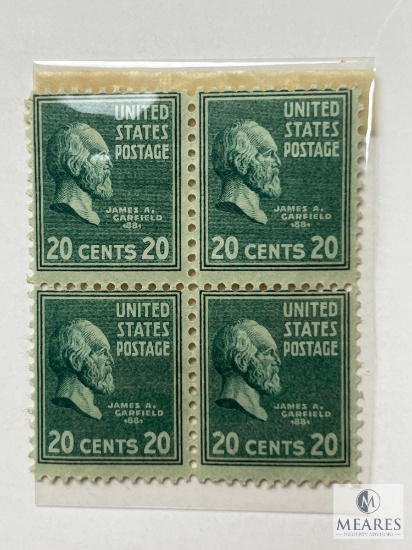 # 825 - 1938 20c Garfield, Green, Set of Four Stamps