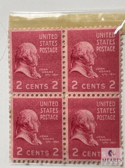 # 806 - 1938 2c John Adams, Rose Carmine Set of Four Stamps