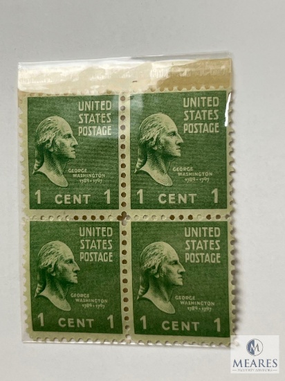 # 804 - 1938 1c George Washington, Green Set of Four Stamps
