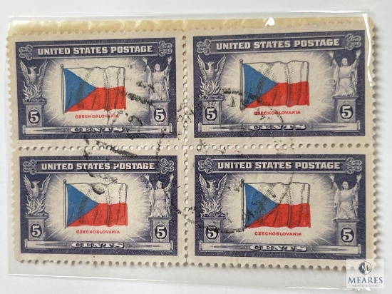 # 910 - 1943 Overrun Countries: 5c Flag of Czechoslovakia Set of Four Stamps