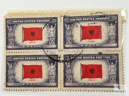 # 918 - 1943 Overrun Countries: 5c Flag of Albania, Set of Four Stamps
