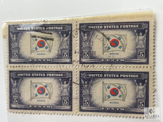 # 921 - 1944 Overrun Countries: 5c Flag of Korea Set of Four Stamps