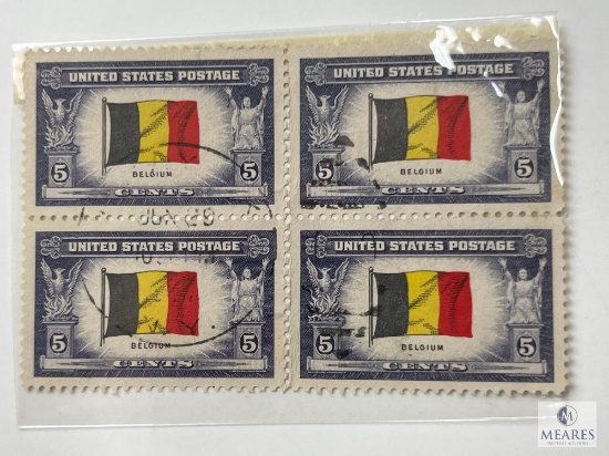 # 914 - 1943 Overrun Countries: 5c Flag of Belgium Set of Four Stamps