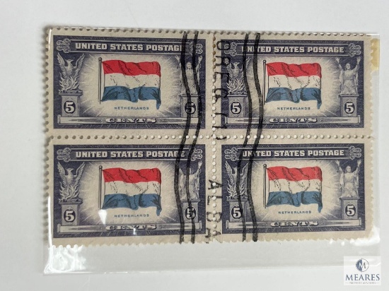 # 913 - 1943 Overrun Countries: 5c Flag of Netherlands Set of Four Stamps