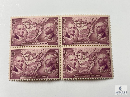 # 795 - 1937 3c Northwest Ordinance, Cutler & Putnam Plate Block of Four Stamps