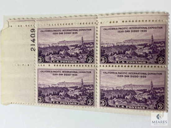 # 773 - 1935 3c California Pacific Exposition Plate Block of Four Stamps