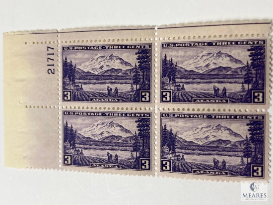 # 800 - 1937 3c Alaska US Mount McKinley Plate Block of Four Stamps