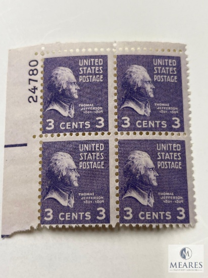 BK101 - 1938 73c Thomas Jefferson Plate Block of Four Stamps