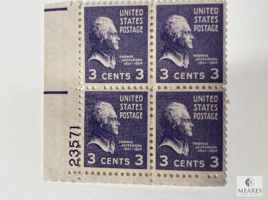 BK101 - 1938 73c Thomas Jefferson Plate Block of Four Stamps