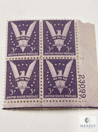 #905 1942 3c Win The War Plate Block of Four Stamps