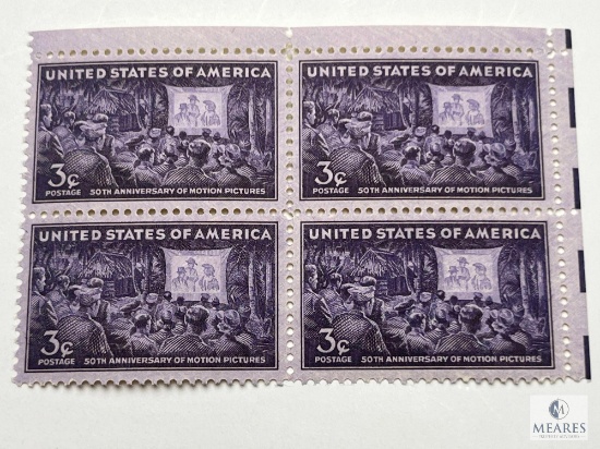 #926 - 1944 3c 50th Anniversary of Motion Pictures, Set of Four Stamps