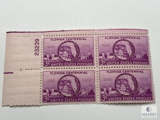 #927 - 1945 3c Florida Statehood Plate Block of Four Stamps