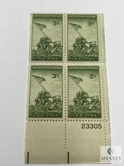 #929 - 1945 3c US Armed Forces: Iwo Jima Plate Block of Four Stamps